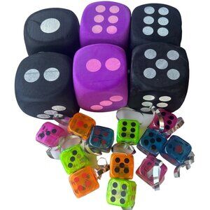 Lot of 18 Foam & Plastic DICE Party Goods (Various Sizes and Colors-READ)